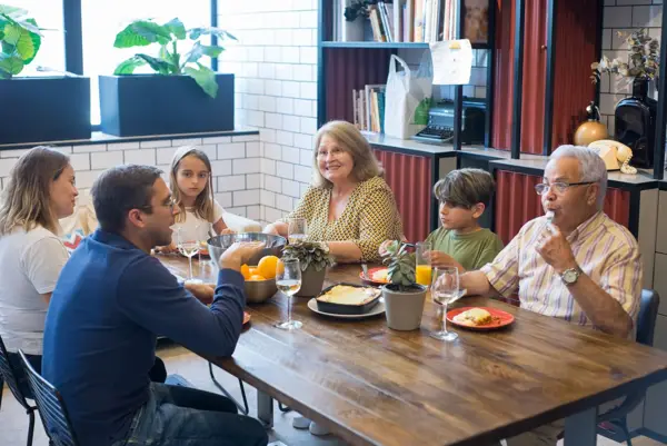 Family sharing dinner